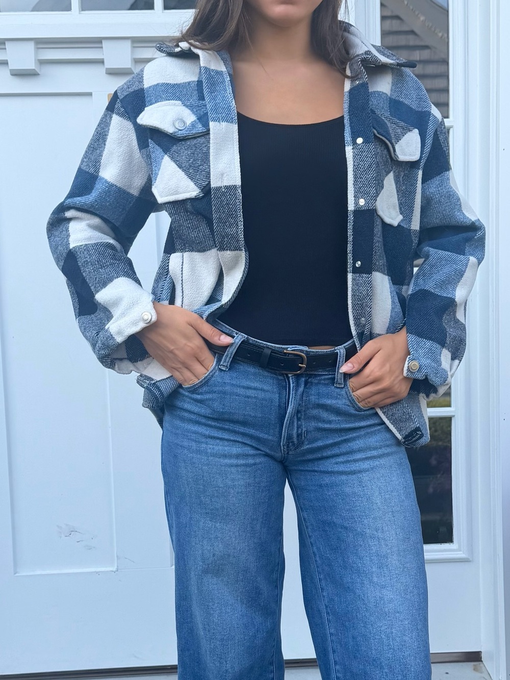 Women's size Small Blue and White Buffalo Plaid Shacket